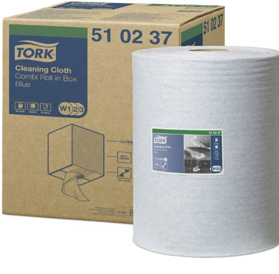 TORK CLEANING CLOTH BLUE COMBI ROLL #510237