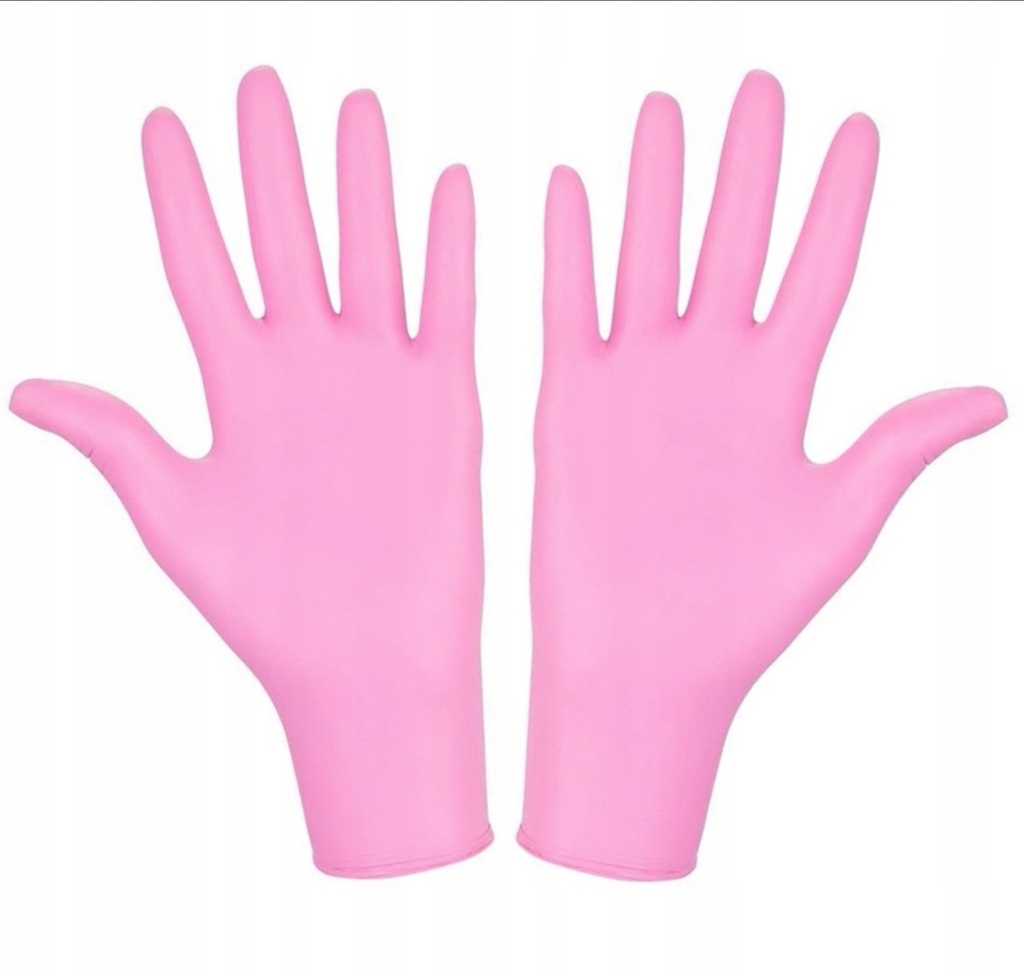 RĘKAWICE NITRYLOWE RÓŻOWE "M" B/PUD (100 SZT)