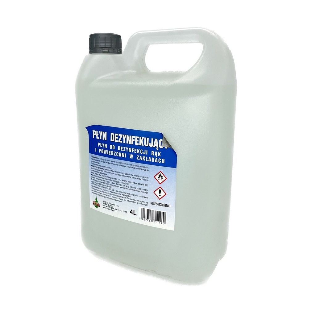 ALKOHOLOWY PŁYN DO DEKONTAMINACJI RĄK I POW. 4L